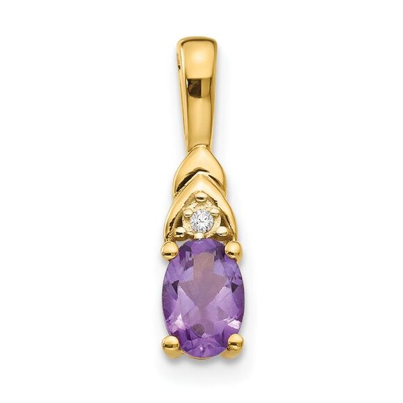 Kazi Luxury 14k Yellow Gold Amethyst and Diamond Pendant